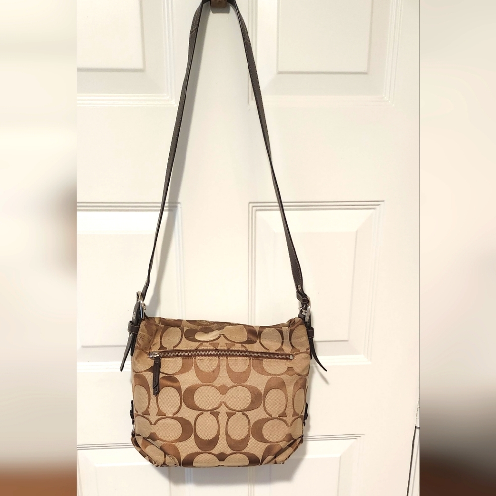 Coach Signature Canvas Crossbody Bag 10" X 14"